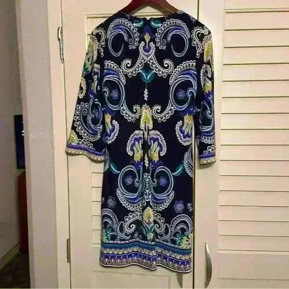 Laundry by Shelli Segal Shift Dress Size 6 Three Quarter Sleeve Square Neck - Picture 9 of 13